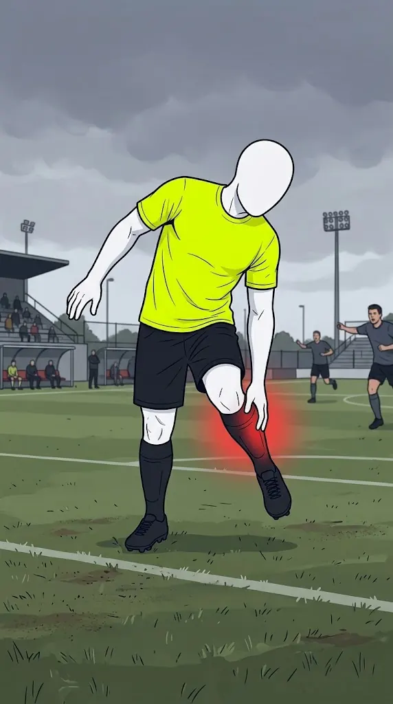 Futbolista llevándose la mano a la parte posterior del muslo tras una lesión